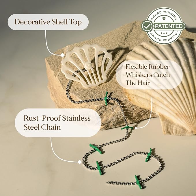 DrainWig Shower Drain Hair Catcher – Disposable Bathroom Hair Trap, Easy to Install in Shower Drain Cover, Helps Prevent Clogs – As Seen on Shark Tank - Bathroom Accessories - Shell (4-Pack)