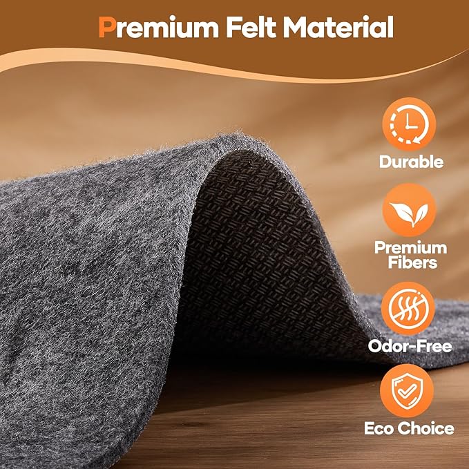 Veken 6 Ft Round Non Slip Cushioned Rug Pad Gripper, Felt and Silicone Backing, 1/8" Thick Carpet Liner for Hardwood Floors and Finishes, Under Area Rugs Anti Skid Mat, Keep Rugs Safe and in Place