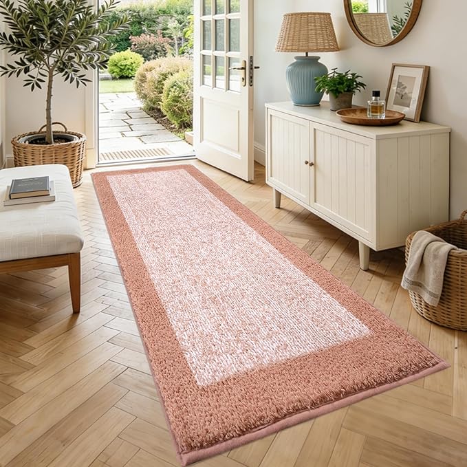 70x24 Long Bathroom Rugs Washable Non Slip, Pink Bath Mat for Bathroom Floor Tub, Soft Absorbent Quick Dry Mats for Shower, Bathtub,Home Decor