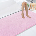 Smiry Luxury Chenille Bathroom Rugs 59x35, Extra Soft and Absorbent Shaggy Bath Mat, Machine Washable, Non-Slip Plush Carpet Runner for Tub, Shower, and Floor, Home Decor Accessories, Pink