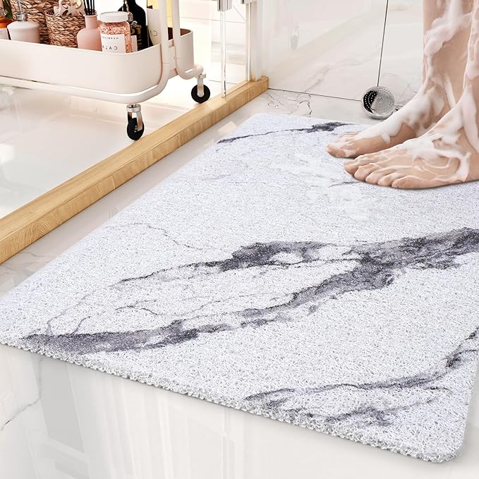 Non-Slip Bathtub Mat, 17x 30 Inch, Shower Mats for Bath Tub, PVC Loofah Bathroom Mats for Wet Areas, Quick Drying