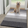 Kitinjoy Indoor Outdoor Door Mat, 48x30 Non-Slip Absorbent Dirt Trapper, Low-Profile Washable Inside Entrance Front Floor Mat, Sturdy Soft Entry Dotted Ombre Doormats for Entryway, Grey