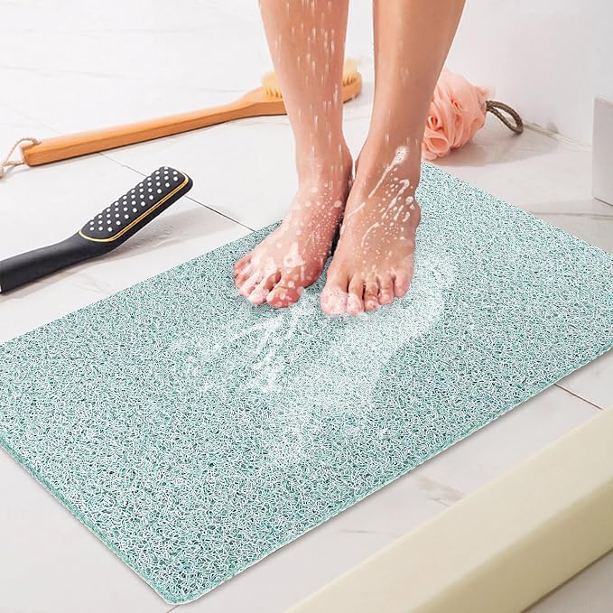 Shower Mat Non Slip - 24x32 Inch Soft Comfort Bath Mat with Drainage Holes, PVC Loofah Massage Bathmat for Shower, Tub, Bathroom, Wet Areas, Quick Drying