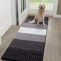 Kitinjoy Indoor Outdoor Door Mat, 59x20 Non-Slip Absorbent Dirt Trapper, Low-Profile Washable Inside Entrance Front Floor Mat, Sturdy Soft Entry Dotted Ombre Doormats for Entryway, Black