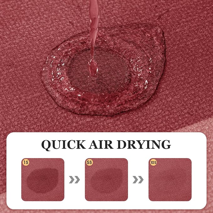ACCUMTEK Non Slip Bath Mat, Thin Bathroom Rugs Fit Under Door, Quick Dry Bath Mats, Machine Washable Bath Rugs for Bathroom, Bathtub & Kitchen, Red/Bordered/24 x17