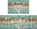 HEBE Kitchen Rugs Set of 2, Cushioned Anti Fatigue Kitchen Mats for Floor, Non Slip Waterproof Comfort Standing Desk Mat Carpet for Sink, Stove, Laundry Room