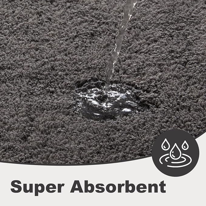 TYUU Bathroom Rugs Non Slip Washable, Ultra Soft Super Absorbent Quick Dry Small Bath Mat with Rubber Backing for Bathroom Floor, Shower, or Sink, Dark Grey 20" x 30"