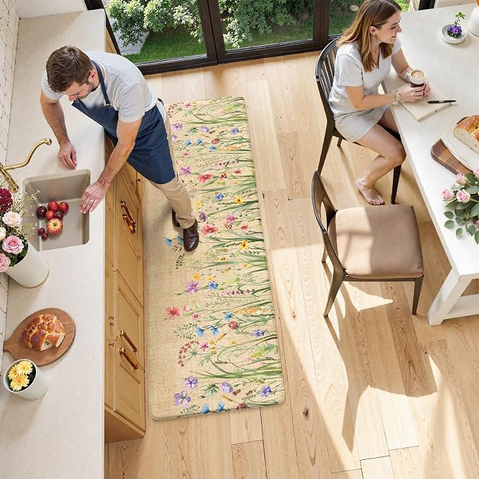 KIMODE Anti Fatigue Mats for Kitchen Floor, 24"x71" Farmhouse Kitchen Runner Rug, Non Slip Kitchen Mats for Floor, Cushioned Kitchen Floor Mats for Sink Laundry Office Desk Brown
