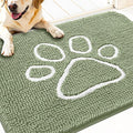 OLANLY Dog Door Mat for Muddy Paws 32x20, Paw Print Design, Absorbs Moisture and Dirt, Non-Slip Washable Doormat, Quick Dry Chenille Mud Mat for Dogs, Entry Indoor Entryway Carpet, Sage Green