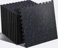 SUPERJARE 0.56'' Thick 24 Pcs 96 Sq Ft Rubber Top Exercise Equipment Mats, High Density EVA Foam Mats with Rubber Top, Interlocking Gym Flooring for Home Gym, Protective Workout Mat, Black/Purple
