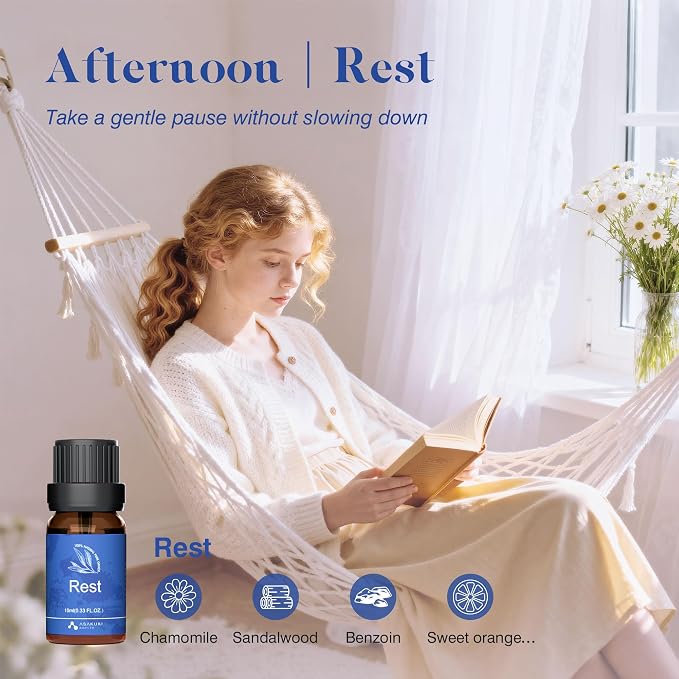 ASAKUKI Essential Oils for Diffuser –6 Mood Essential Oil Blends (Breathe, Uplift, Sensual, Balance, Unwind, Rest) for Morning to Night Rituals, Home & Daily Use- Gifts for Mom