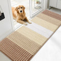 Kitinjoy Indoor Outdoor Door Mat, 71x24 Non-Slip Absorbent Dirt Trapper, Low-Profile Washable Inside Entrance Front Floor Mat, Sturdy Soft Entry Dotted Ombre Doormats for Entryway, Light Brown