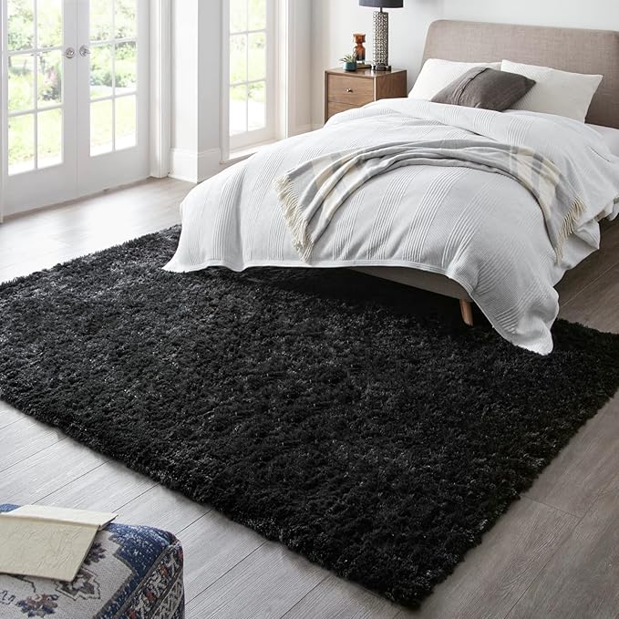 Ophanie 6x9 Black Rugs for Living Room, Large Fluffy Shag Fuzzy Plush Soft Area Rug, Floor Shaggy Carpets for Bedroom, Carpet for Kids Boys Girls Dorm Nursery Home Decor Aesthetic