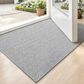 LUMI Ultra Thin Indoor Door Mat for Entrance 17"x30", Non Slip Entryway Mat, Low Profile Doormat, Unique Herringbone Design Carpet for Inside, Patio, Porch, Gray