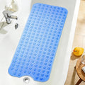 Extra Long Bathtub Mat Non Slip, Clear Navy Blue Soft Bath Mat for Tub 40 x 16 Inch Full Size, Long Shower Mats for Bathroom Floor, Big Suction Cups and Drain Holes, Easy Washable, BPA Free