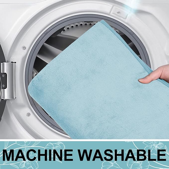 Smiry Memory Foam Bath Mat 24x16, Extra Soft and Absorbent Bathroom Mats, Non Slip Washable Carpet for Floor, Shower and Tub, Sky Blue