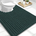 OLANLY Toilet Rugs U Shaped 24x20, Thick Soft and Absorbent Chenille Contour Bath Mat, Non-Slip Rubber Backing, Machine Washable Quick Dry Toilet Mat, Home Decor Accessories, Blackish Green