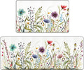 Bulijojo Wildflower Floral Anti Fatigue Kitchen Floor Mats Set of 2 Waterproof Kitchen Sink Runner Rug Standing Mat Cushioned Kitchen Rugs Comfort Doormat 17"x47"+17" x30“