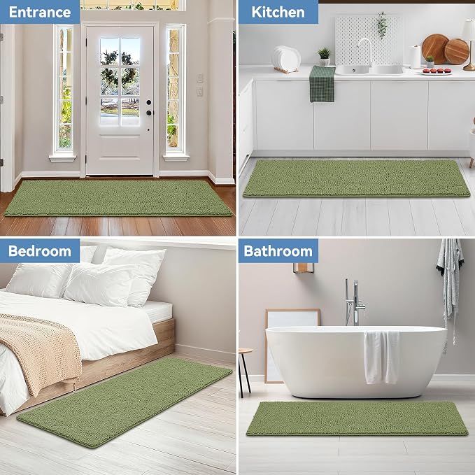 Bcoimo Long Bathroom Rug 70" x 24", Absorbent Non Slip Bath Mat, Washable Quick Dry Bathroom Runner Rug for Shower, Tub, Sink and Vanity