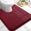 OLANLY Toilet Rugs U-Shaped 24x20, Extra Soft Absorbent Thick Memory Foam Contour Bathroom Rugs, Dry Quickly, Machine Washable, Non-Slip Toilet Bath Mat, Home Decor Accessories, Burgundy