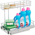 Under Sink Organizer 9"W X18.5"D，Pull Out Cabinet Organizer 2 Tier，Under Sink Slide Out Organizer Chrome Plated, Under Kitchen Bathroom Sink Organizer, Pantry Cabinet Closet Organization Rack, 1 Pack