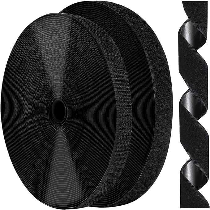 0.75 Inch x 82 Feet Black Self Adhesive Hook and Loop Tape Sticky Back Fastening Roll, Nylon Self-Adhesive Heavy Duty Strips Fastener for Home Office School Car and Crafting Organization - Black