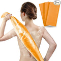 ARCH&M Exfoliating Washcloth & Body Scrubber for Shower (3 Pack) | Japanese Beauty Cloth for Deep Cleansing & Back Exfoliation (Orange x 3)
