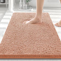 Smiry Luxury Chenille Bathroom Rugs 30x20, Extra Soft and Absorbent Shaggy Bath Mat, Machine Washable, Non-Slip Plush Carpet Runner for Tub, Shower, and Floor, Home Decor Accessories, Peach