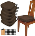 BUYUE Thickened 2.5" Dining Chair Cushions Set of 6, U-Shape High Density Foam Comfortable Chair Pads for Kitchen, Slip Resistant Indoor Seat Cushions (6 PCS, Chocolate)