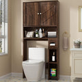 Shintenchi Over the Toilet Storage Cabinet, Bathroom Storage Cabient with Barn Doors, Bathroom Storage Shelf Organizer with Toilet Paper Holder, Adjustable Shelf and Anti-Tip Device, Walnut