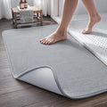 MontVoo Quick Dry Bath Mat, Super Absorbent Bathroom Rug, 3D Honeycomb Mesh Base Non Slip Bath Mats for Bathroom, Machine Washable Low Pile Bath Rug for Bathtub Front, Shower, Sink, Grey 20"x31"