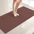 LuxStep Shower Mat Bathtub Mat,40x16 inch, Non-Slip Bath Mat with Drain, Quick Drying PVC Loofah Bathmat for Tub,Shower,Bathroom,Reddish Brown