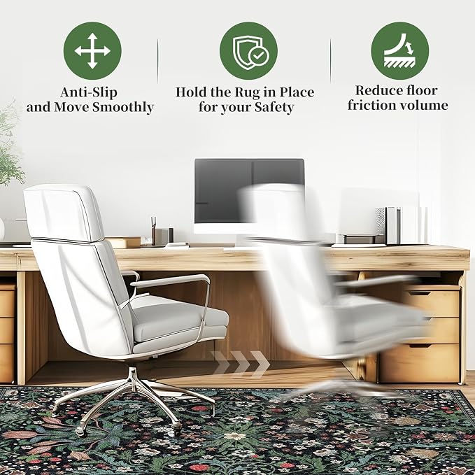 Office Chair Mat for Hardwood Floor & Tile Floor,48"X 60" Heavy Duty Desk Chair Mat for Hard Floors, Under Desk Rug for Rolling Computer Chair,Anti Slip,Low Pile Carpet Floor Protector-Green Grass