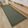 RESARE Waffle Bathroom Runner Rugs, Super Absorbent Bath Mat Non Slip Washable Quick Dry, Upgraded Ultra Soft Boho Bath Rugs with Tassels, Farmhouse Home Decor Accessories, 2'x5'(24"x60") Green
