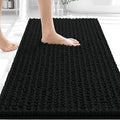 OLANLY Bathroom Rug Mat 30x20, Thick Soft and Absorbent Chenille Bath Mat, Non-Slip Rubber Backing, Machine Washable Quick Dry Bath Rugs for Tub Shower Floor, Home Decor Accessories, Black