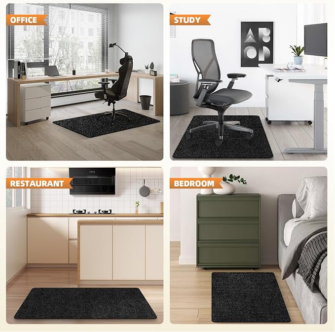 Office Chair Mat for Hardwood and Tile Floor, Computer Chair Mat, Non-Slip Floor Protector, Under Desk Mat for Rolling Chair, Slate Black(48"x36")