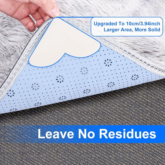 16-Pack Carpet-to-Carpet Rug Grippers | Cloth-Backed Heavy-Duty Anti-Slip Pads | Secure Rugs Over Carpets, Tiles, Hardwood | Prevent Sliding, Curling, Tripping (4", Patented Mesh)