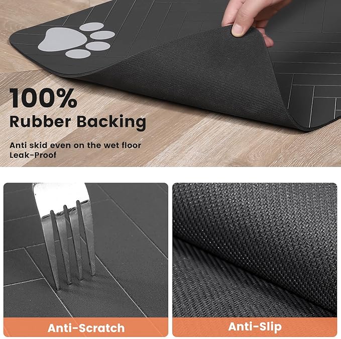 Pet Feeding Mat-Absorbent Pet Placemat for Food and Water Bowl, with Waterproof Rubber Backing, Quick Dry Water Dispenser Mat for Dog and Cat (24"x16", Red)