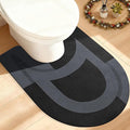 ACCUMTEK Non Slip Bath Mat, Thin Bathroom Rugs Fit Under Door, Quick Dry Bath Mats, Machine Washable Bath Rugs for Bathroom, Bathtub & Kitchen, Black/Bordered/U-Shaped 24"x20"