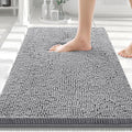 Smiry Luxury Chenille Bathroom Rugs 30x20, Extra Soft and Absorbent Shaggy Bath Mat, Machine Washable, Non-Slip Plush Carpet Runner for Tub, Shower, and Floor, Home Decor Accessories, Grey
