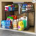 ARSTPEOE 2 Pack Double Sliding Under Sink Organizers and Storage,Two Tier Bathroom Storage and organization,Under Cabinet Organizer, Clear