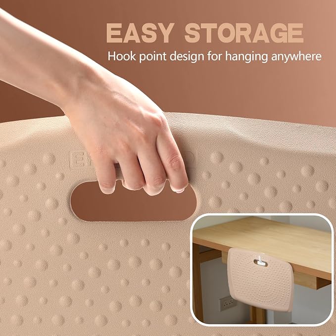 3/4 Inch Portable Anti Fatigue Standing Mat with Massage Points, Comfort Foot Standing Pad for Office Desk with Handle, Cushioned Kitchen Mat for Office & Home (Rose Gold, 17" X 22")