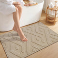 Non-Slip Bath Mat with Rubber Backing, Washable Thin Bath Mats for Bathroom Floor, Absorbent Bathroom Rugs, Quick Dry, Fits Under Door Brown 20x32