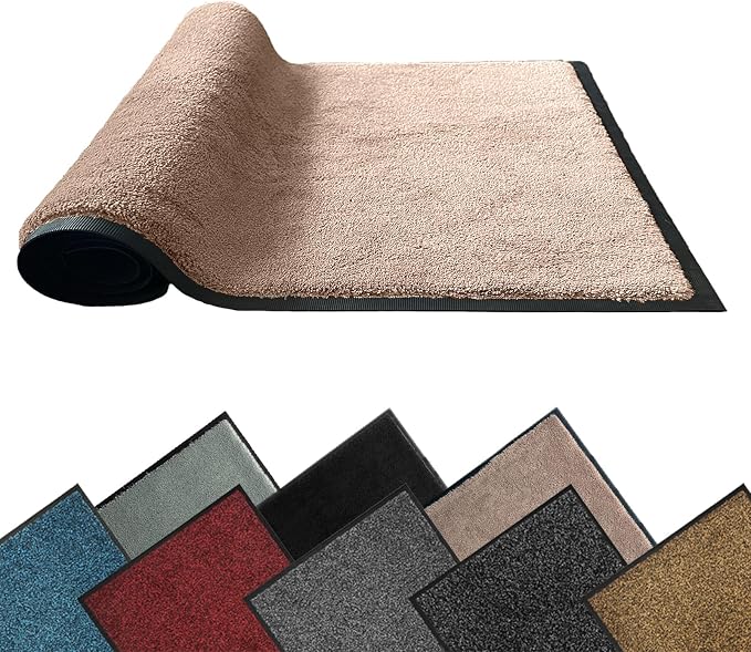 Mibao Front Door Mat Indoor Entrance, 48" x 36", Dirt Trapper Welcome Mat for Outdoor Indoor, Non-Slip Waterproof Doormat, Durable Machine Washable Low Profile Entry Rug for Back Door Outside,Beige