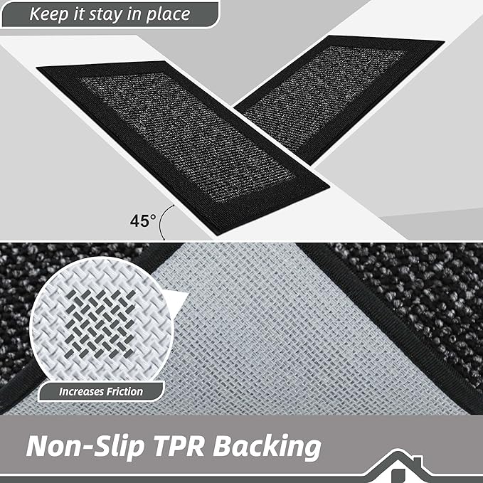 BEQHAUSE Indoor Door Mat 20" x 32", Dirt Trapper Door Mats Non-Slip Entryway Rugs Washable, Resist Dirt Absorbent Welcome Mat, Low Profile Floor Mats for Front Back Door and Entryway, Black