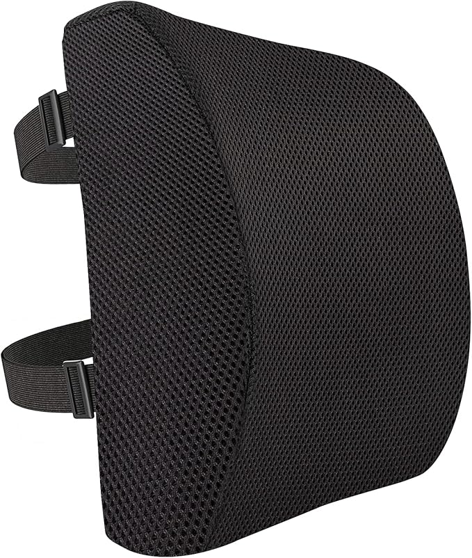 Amazon Basics Comfortable Seat Cushion & Lumbar Support for Office Chairs, Memory Foam with Cooling Gel, Non-Slip, Black