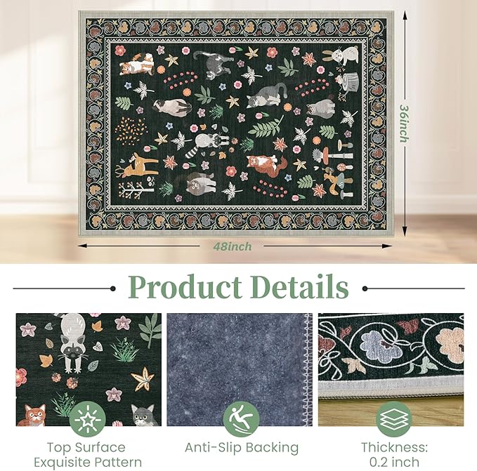 Office Chair Mat for Hardwood Floor & Tile Floor,36"x48"Heavy Duty Desk Chair Mat for Hard Floors, Under Desk Rug for Rolling Computer Chair,Anti Slip,Low Pile Carpet Floor-Colorful Animals