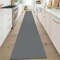 KOZYFLY Cotton 2x14 Runners Rugs for Hallway, Long Washable Runner Rug, Woven Non Slip Kitchen Runner, Flatweave Entryway Rug, Floor Carpet for Entry, Aisle, Hall, Grey/Dark Grey