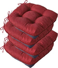 IASEAHK Chair Cushions for Dining Chairs, Seat Cushions for Kitchen Chairs, Indoor Seat Cushions with Ties, Tufted Foam Chair Pads, Non Slip Chair Cushions Set of 4, 15.5" x 15.5" x 4", Red