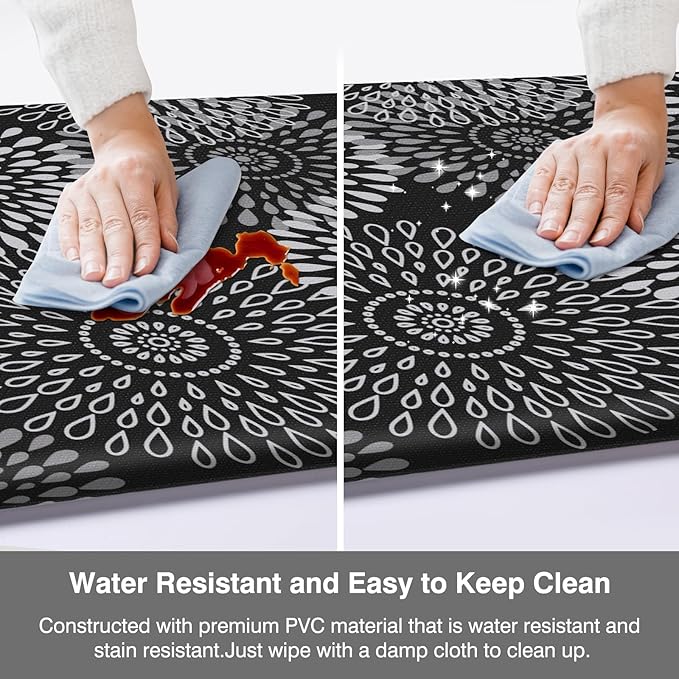 LuxStep Kitchen Mat Cushioned Rugs Anti-Fatigue Mats for Kitchen Floor,Waterproof Non-Slip Mats and Rugs Set for Office,Floor,Laundry 17.3"×30"+17.3"×70",Black